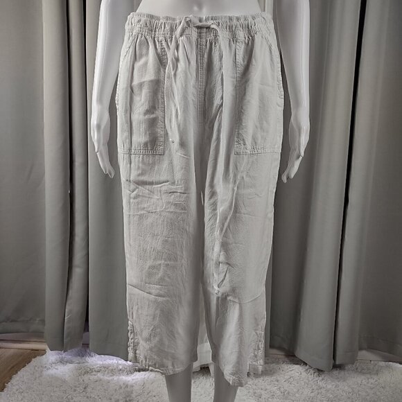 Kim Rogers Women's Two Pocket White 100% Cotton Lightweight Capri Pants, Size M - Picture 2 of 11